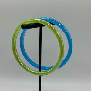 Glass Iridescent Blue and Green Bangle Set
